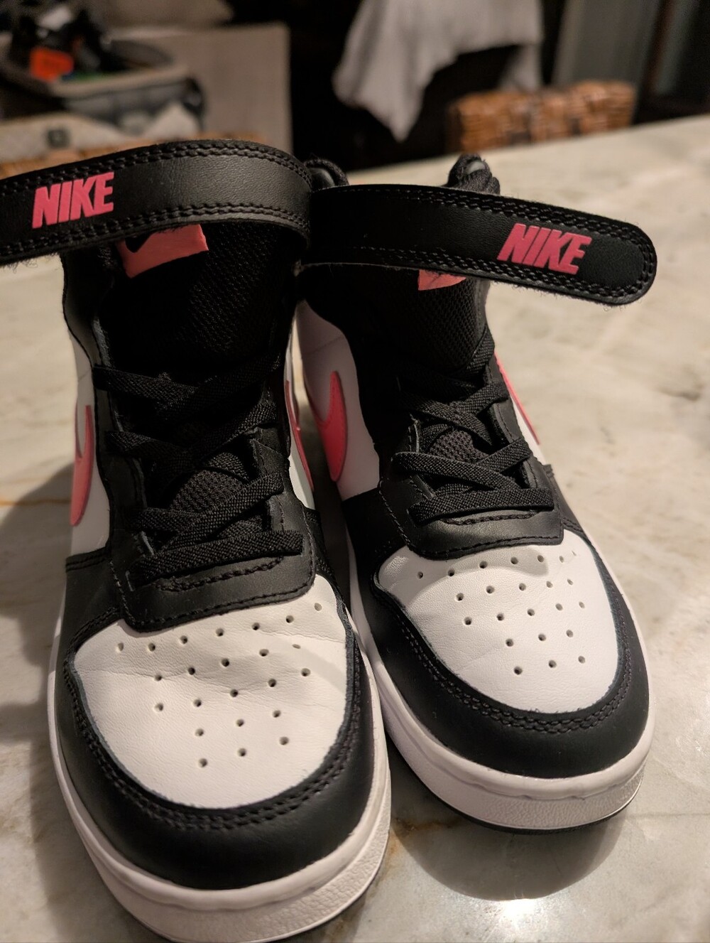 Nike Black, White & Pink Mid-Top Sneakers